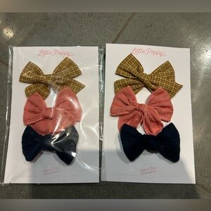 Little Poppy Co LPC Clip Bows New 3 Pk, Camel Plaid, Coral, Navy
